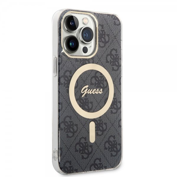 Guess iPhone 14 Pro Max Skal 4G Pattern MagSafe Svart