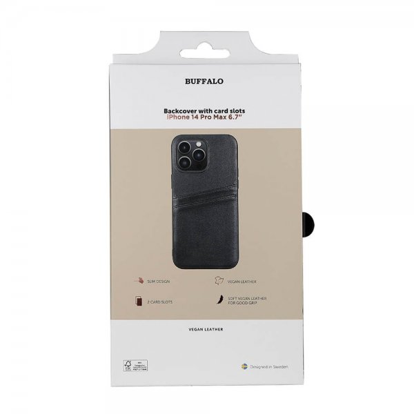Buffalo iPhone 14 Pro Max Skal Backcover with Card Slots Svart