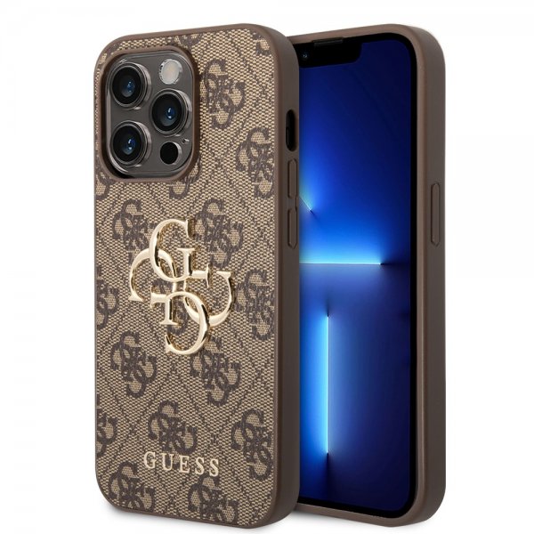 Guess iPhone 14 Pro Max Skal Big Metal Logo Brun