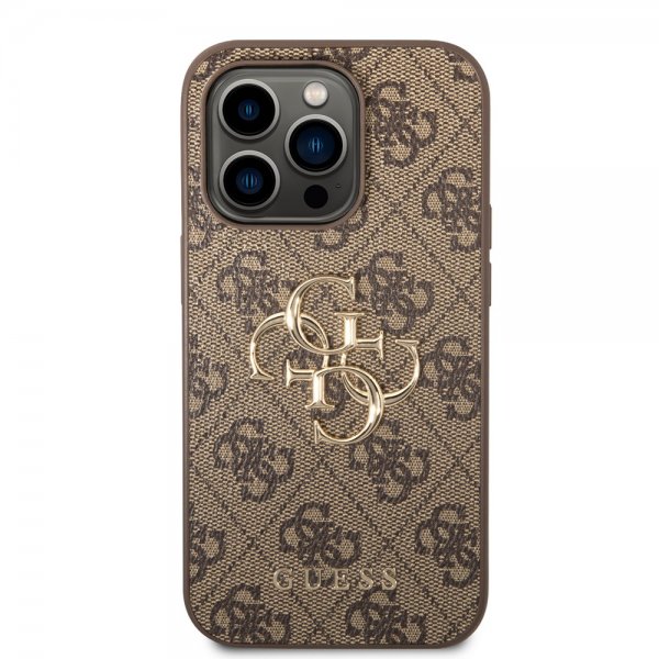 Guess iPhone 14 Pro Max Skal Big Metal Logo Brun