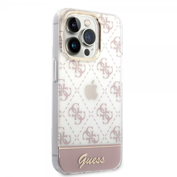 Guess iPhone 14 Pro Max Skal Bottom Stripe Script Logo Rosa