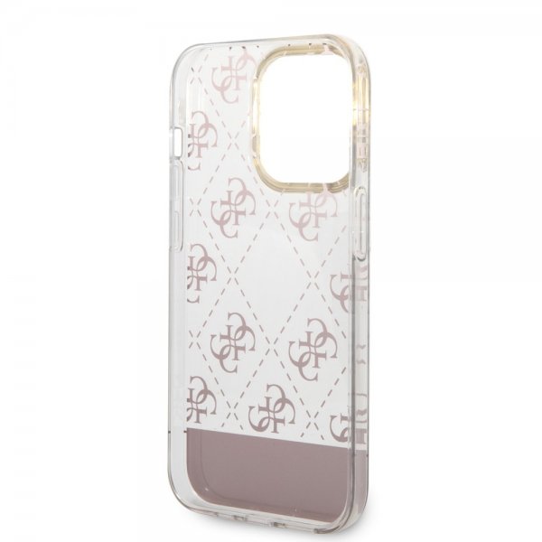 Guess iPhone 14 Pro Max Skal Bottom Stripe Script Logo Rosa