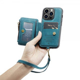 CaseMe iPhone 14 Pro Max Skal C20 Kortfack Dragkedja Petrol