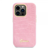 Guess iPhone 14 Pro Max Skal Croco Rosa