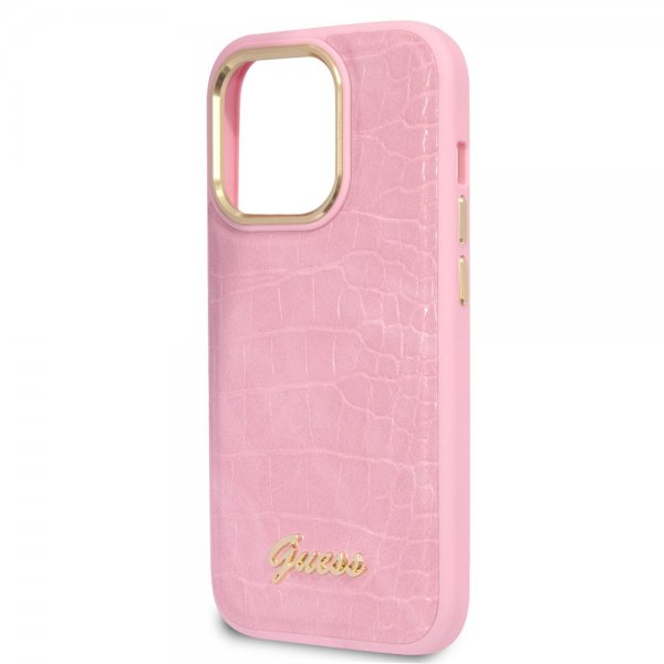 Guess iPhone 14 Pro Max Skal Croco Rosa