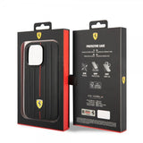 Ferrari iPhone 14 Pro Max Skal Embossed Stripes Röd