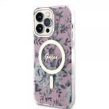Guess iPhone 14 Pro Max Skal Flower MagSafe Rosa