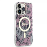 Guess iPhone 14 Pro Max Skal Flower MagSafe Rosa