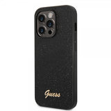 Guess iPhone 14 Pro Max Skal Glitter Flakes Metal Logo Svart