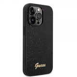Guess iPhone 14 Pro Max Skal Glitter Flakes Metal Logo Svart