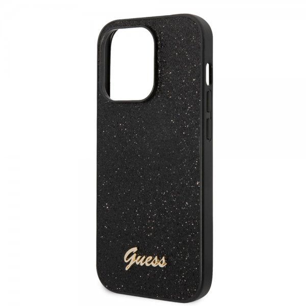 Guess iPhone 14 Pro Max Skal Glitter Flakes Metal Logo Svart