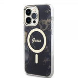 Guess iPhone 14 Pro Max Skal Golden Marble MagSafe Svart