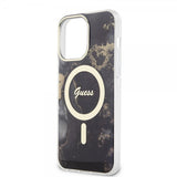 Guess iPhone 14 Pro Max Skal Golden Marble MagSafe Svart