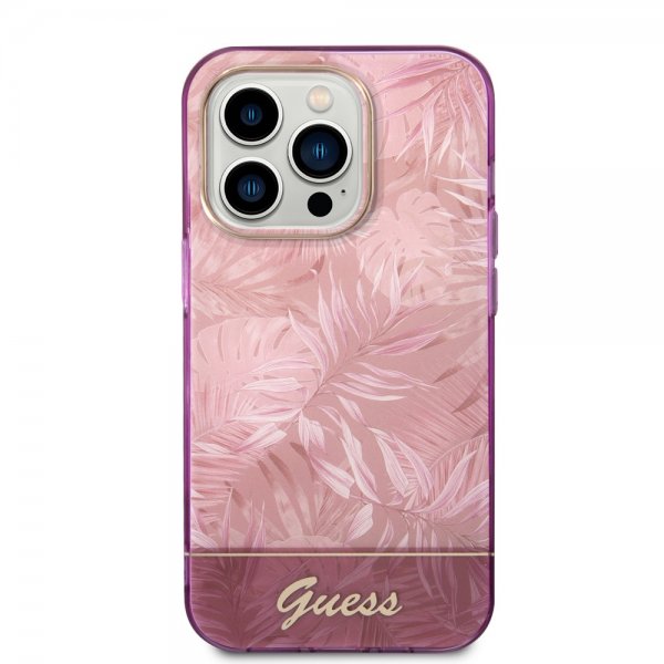 Guess iPhone 14 Pro Max Skal Jungle Rosa
