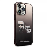 Karl Lagerfeld iPhone 14 Pro Max Skal Karl & Choupette Gradient Svart