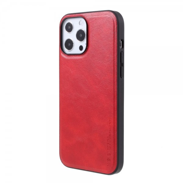 X-Level iPhone 14 Pro Max Skal Lädertextur Röd