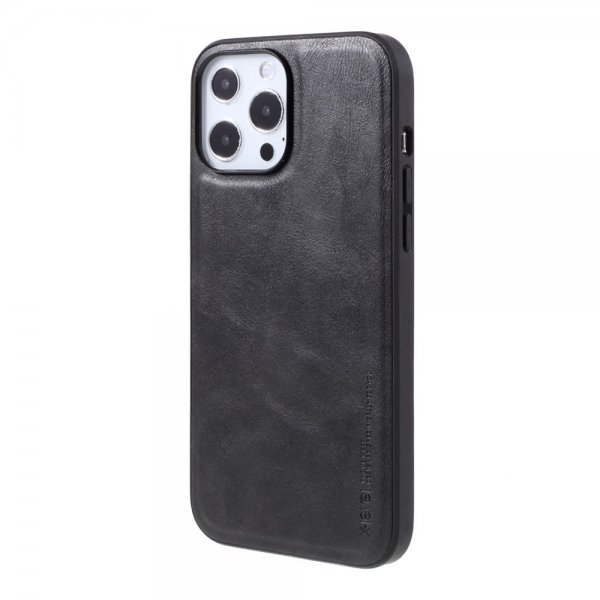 X-Level iPhone 14 Pro Max Skal Lädertextur Svart