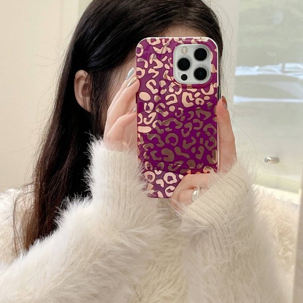 iPhone 14 Pro Max Skal Leopardmönster Lila