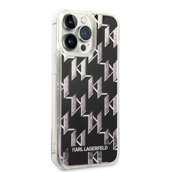 Karl Lagerfeld iPhone 14 Pro Max Skal Liquid Glitter Monogram Svart