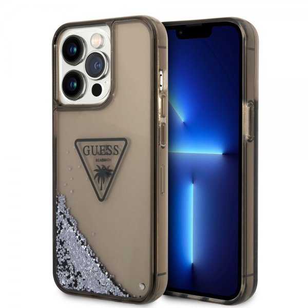 Guess iPhone 14 Pro Max Skal Liquid Glitter Translucent Svart