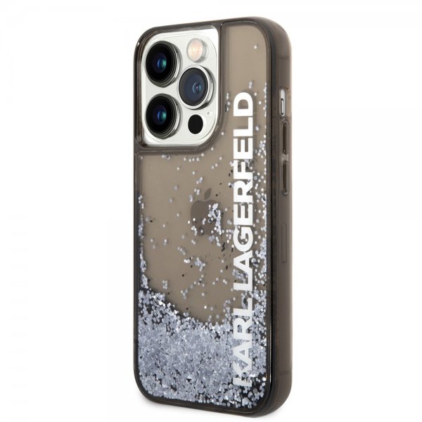 Karl Lagerfeld iPhone 14 Pro Max Skal Liquid Glitter Translucent Svart