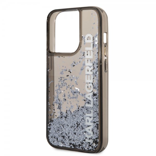 Karl Lagerfeld iPhone 14 Pro Max Skal Liquid Glitter Translucent Svart