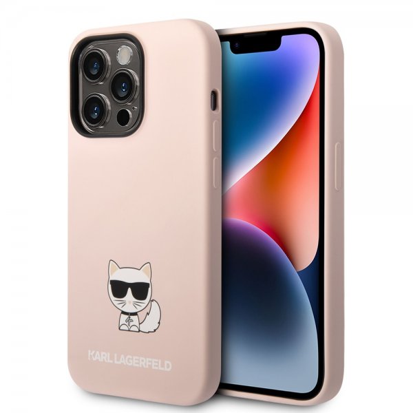 Karl Lagerfeld iPhone 14 Pro Max Skal Liquid Silicone Choupette Rosa