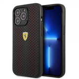 Ferrari iPhone 14 Pro Max Skal Logo Perforerad Svart Röd