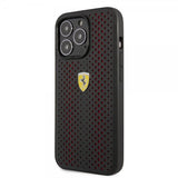Ferrari iPhone 14 Pro Max Skal Logo Perforerad Svart Röd
