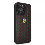Ferrari iPhone 14 Pro Max Skal Logo Perforerad Svart Röd
