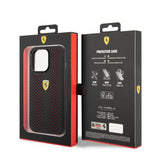 Ferrari iPhone 14 Pro Max Skal Logo Perforerad Svart Röd