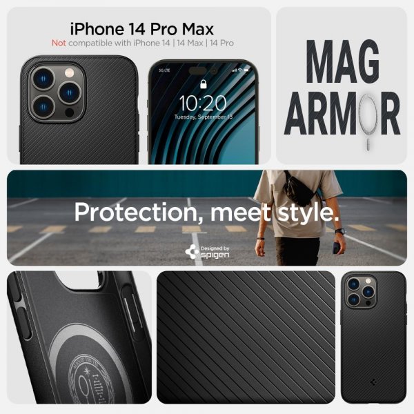 Spigen iPhone 14 Pro Max Skal Mag Armor MagFit Matte Black