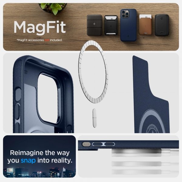 Spigen iPhone 14 Pro Max Skal Mag Armor MagFit Navy Blue
