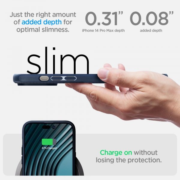Spigen iPhone 14 Pro Max Skal Mag Armor MagFit Navy Blue