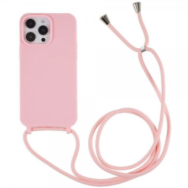iPhone 14 Pro Max Skal med Strap Rosa