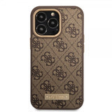 Guess iPhone 14 Pro Max Skal Metal Plate Logo MagSafe Brun