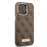 Guess iPhone 14 Pro Max Skal Metal Plate Logo MagSafe Brun