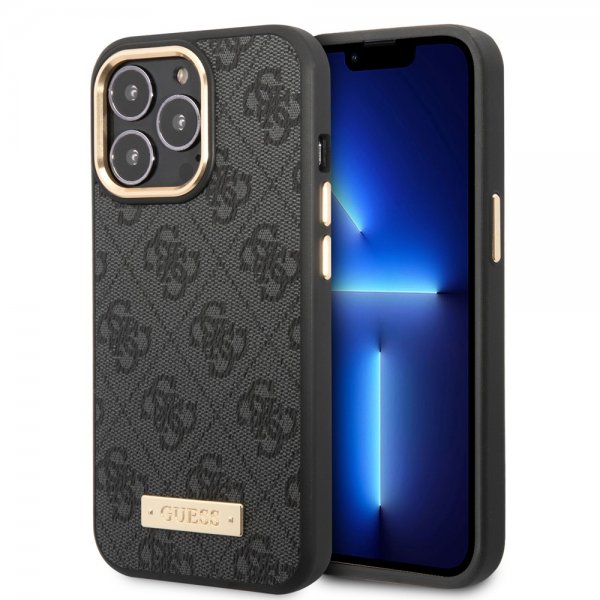 Guess iPhone 14 Pro Max Skal Metal Plate Logo MagSafe Svart