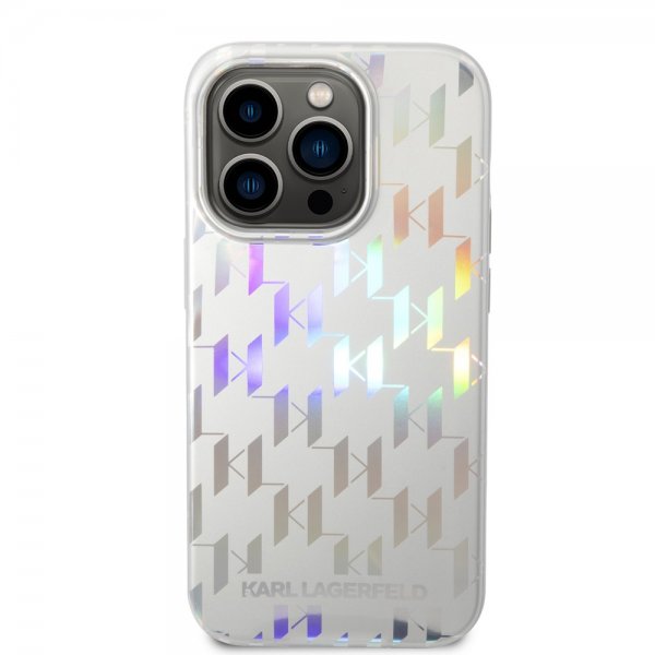 Karl Lagerfeld iPhone 14 Pro Max Skal Monogram Iridescent Silver