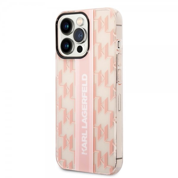 Karl Lagerfeld iPhone 14 Pro Max Skal Monogram Vertical Stripe Rosa