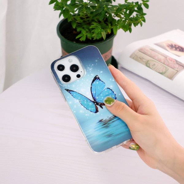 iPhone 14 Pro Max Skal Motiv Blå Fjäril