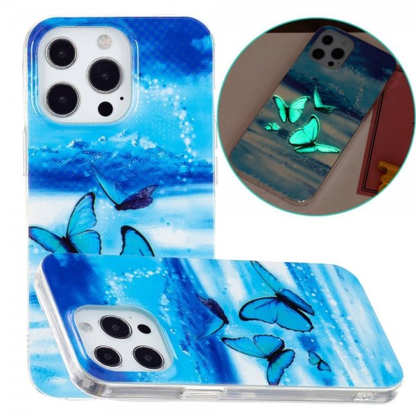 iPhone 14 Pro Max Skal Motiv Blåa Fjärilar