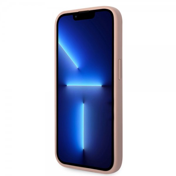 Guess iPhone 14 Pro Max Skal Saffiano Metal Logo Stripes Rosa