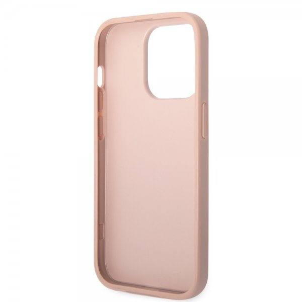 Guess iPhone 14 Pro Max Skal Saffiano Metal Logo Stripes Rosa