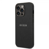 Guess iPhone 14 Pro Max Skal Saffiano Metal Logo Stripes Svart