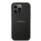 Guess iPhone 14 Pro Max Skal Saffiano Metal Logo Stripes Svart