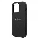 Guess iPhone 14 Pro Max Skal Saffiano Metal Logo Stripes Svart