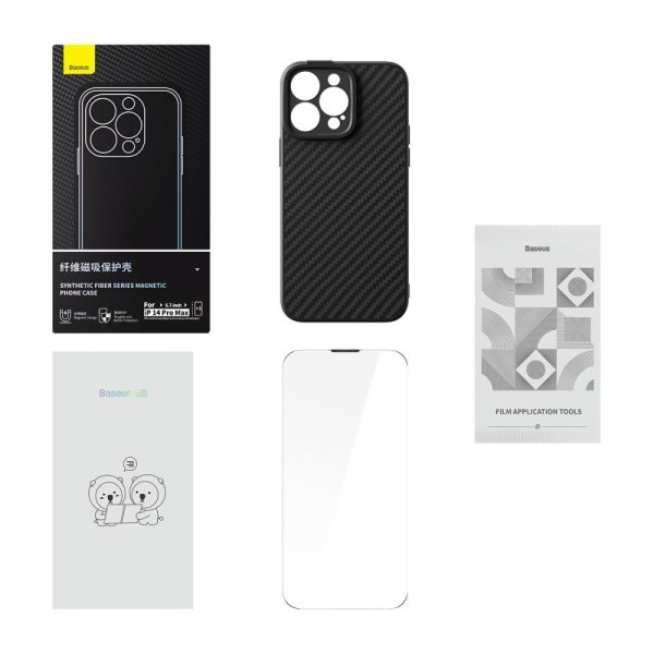 Baseus iPhone 14 Pro Max Skal Synthetic Fiber MagSafe Svart
