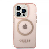Guess iPhone 14 Pro Max Skal Translucent MagSafe Rosa