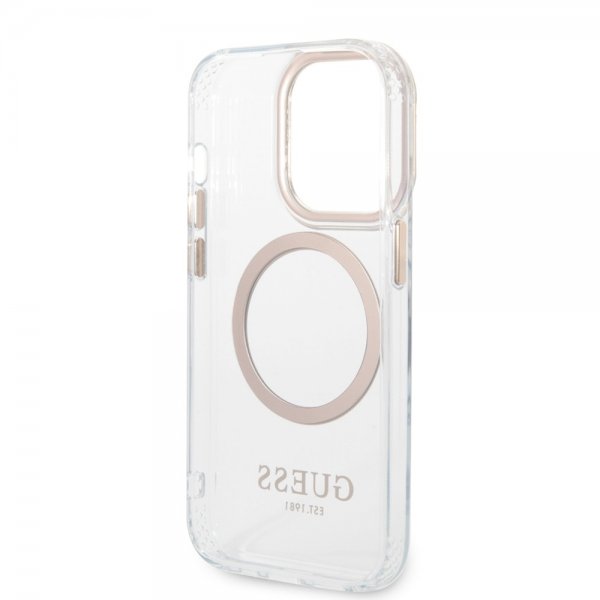 Guess iPhone 14 Pro Max Skal Transparent MagSafe Guld Transparent